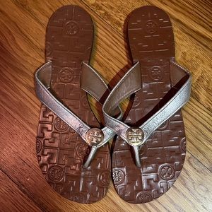 Tory Burch Silver Flip Flops used Condition